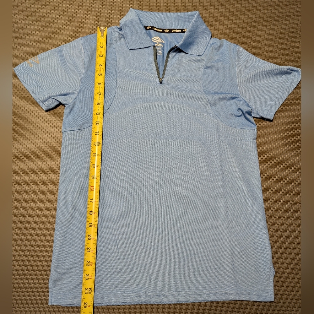 Umbro Sky Blue Polo with Zip Collar - Picture 3 of 6